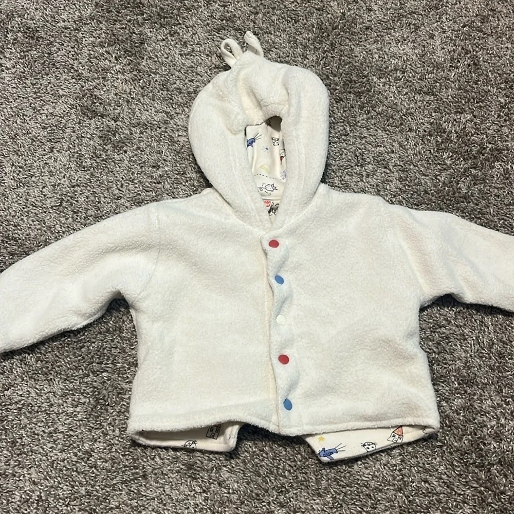 Fisher Price Vintage Button Up Reversible Infant Jacket 3M